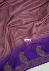 Mauve Pink - Soft and Silky Georgette with Emboss Weaving with Mango Border - Best for Temple Visit