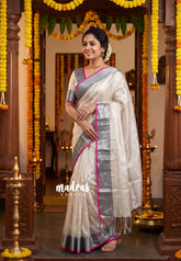 Silver Ivory - Vani Bhojan - Soft Tissue khadi - Perfect for Haldi / Mehendi / Reception
