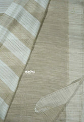 Jute beige - Sithara - Semi Tussar saree with full Lavender embroidery