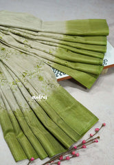 Green with jute - Sithara - Semi Tussar saree with gicha texture small embroidery