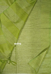 Green with jute - Sithara - Semi Tussar saree with gicha texture small embroidery