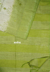 Green with jute - Sithara - Semi Tussar saree with gicha texture small embroidery