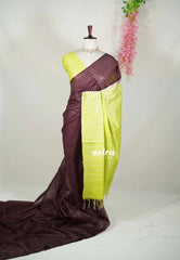 Coffee Podi Brown - Sithara - Tussar Saree Thread Line Weaving Body with Contrast Pallu and Blouse - Best for Office Wear | Casual Wear