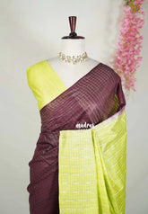 Coffee Podi Brown - Sithara - Tussar Saree Thread Line Weaving Body with Contrast Pallu and Blouse - Best for Office Wear | Casual Wear