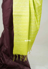 Coffee Podi Brown - Sithara - Tussar Saree Thread Line Weaving Body with Contrast Pallu and Blouse - Best for Office Wear | Casual Wear