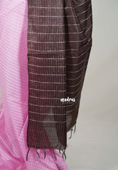 Rose Pink - Sithara - Tussar Saree Thread Line Weaving Body with Contrast Pallu and Blouse - Best for Office Wear | Casual Wear