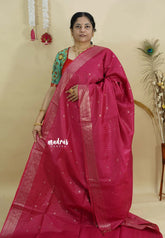 Queen's Pink - Sithara - Semi Tussar with buttas and Multi Border