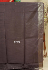 Chocolate Brown - Sithara - Semi Tussar with buttas and Multi Border