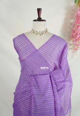 Lavender Purple - Soft Banarasi Tissue Silk Saree - Perfect for Night Functions