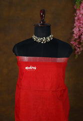 Tomato Red - Durga - Soft Katan Silk with Polka Dots Weaving Body - Best for Festive Wear | Temple visit