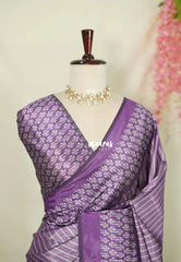 Muted Lavender - Ananya - Soft Mangalore Silk Saree with Metallic Shades - Perfect for Office Wear | Casual Wear