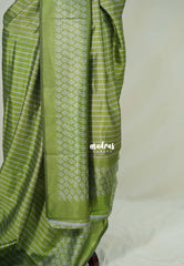 Muted Fresh Green - Ananya - Soft Mangalore Silk Saree with Metallic Shades - Perfect for Office Wear | Casual Wear