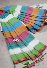 Multicolor - Soft Mul cotton candy pop multicolor with No Blouse