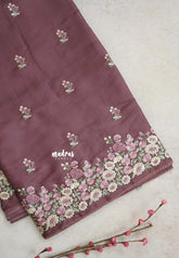 Mulberry Mist - Soft Muslin Silk with Floral Ebroidery