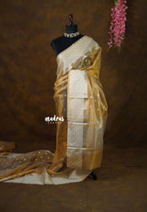 Golden glam - Soft Organza Tissue Silk with Buttas in Border - Perfect for Festive Wear