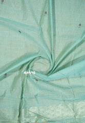 Ocean Green Mist - Soft Organza silk with pichwai lotus weaving saree