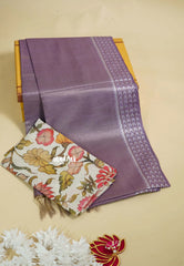 Muted Lavender - Soft Tissue khadi with kalamkari blouse combo