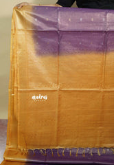 Mild Purple with golden yellow - Soft Tissue khadi zari Border with buttas