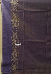 Dual Shade Midnight Plum- Soft Tissue Silk with Bandini Block Prints and 3D weaving Border