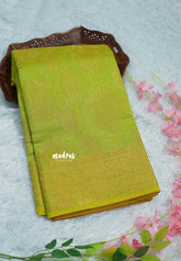Dual Shade Pretty Parrot Green - Soft jute banarasi with full weaving buttas and border - Best for Wedding Functions