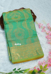 Dual Shade Emerald Mist - Soft jute banarasi with full weaving buttas and border - Best for Wedding Functions