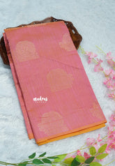Dual Shade Blossom Pink - Soft jute banarasi with sculpture motives - Best for Wedding Functions