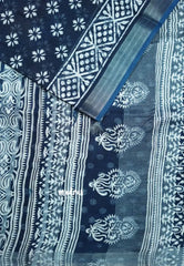Indigo Blue - Soft linen cotton with bagra prints