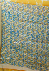 Mango Yellow - Soft linen cotton saree with  Shibori Pritns