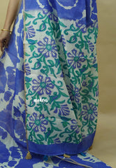 Lavender Blue - Soft linen cotton saree with  Shibori Pritns