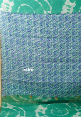 Jade Green - Soft linen cotton saree with Shibori Pritns