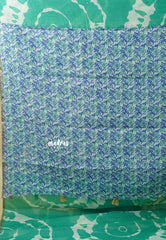 Jade Green - Soft linen cotton saree with  Shibori Pritns