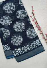 Indigo Blue - Soft linen cotton with spiral prints