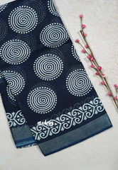Indigo Blue - Soft linen cotton with spiral prints