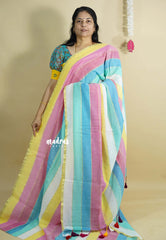 Multicolor - Soft Mul cotton candy pop multicolor with No Blouse