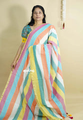 Multicolor - Soft Mul cotton candy pop multicolor with No Blouse