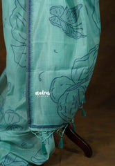 Sea Green - Soft Muslin Cotton with Butterfly Weaving and Tiny Border - Perfect for Office Wear