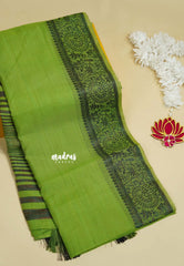 Pretty Parrot Green - Premium Soft Slub Cotton with Warli Weaving Border