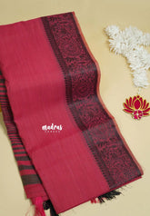 Queen's Pink - Premium Soft Slub Cotton with Warli Weaving Border