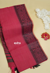 Queen's Pink - Premium Soft Slub Cotton with Warli Weaving Border