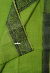 Pretty Parrot Green - Premium Soft Slub Cotton with Warli Weaving Border