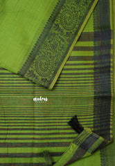 Pretty Parrot Green - Premium Soft Slub Cotton with Warli Weaving Border