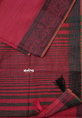 Queen's Pink - Premium Soft Slub Cotton with Warli Weaving Border