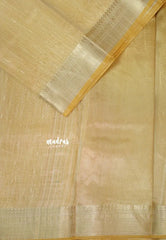 Golden Beige - ANJALI - Soft Tissue linen Saree with Zari Border