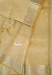 Golden Beige - ANJALI - Soft Tissue linen Saree with Zari Border