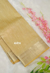 Golden Beige - ANJALI - Soft Tissue linen Saree with Zari Border