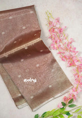 Golden Copper - Soft Organza Tissue Silk with Buttas - Perfect for Reception Functions