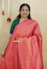 Dual Shade Peach pink - Thendral - Soft Kanchi semi silk full weaving body