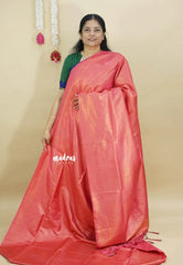 Dual Shade Peach pink - Thendral - Soft Kanchi semi silk full weaving body
