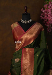 Verdant Olive Green - Sowbhagya Gift silk – Soft Silk Elegance Saree with Rich Pallu and Blouse - Perfect for Festive Celebration