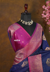MS Amma Blue - Sowbhagya – Soft Silk Elegance Saree with Rich Pallu and Blouse - Perfect for Festive Celebration